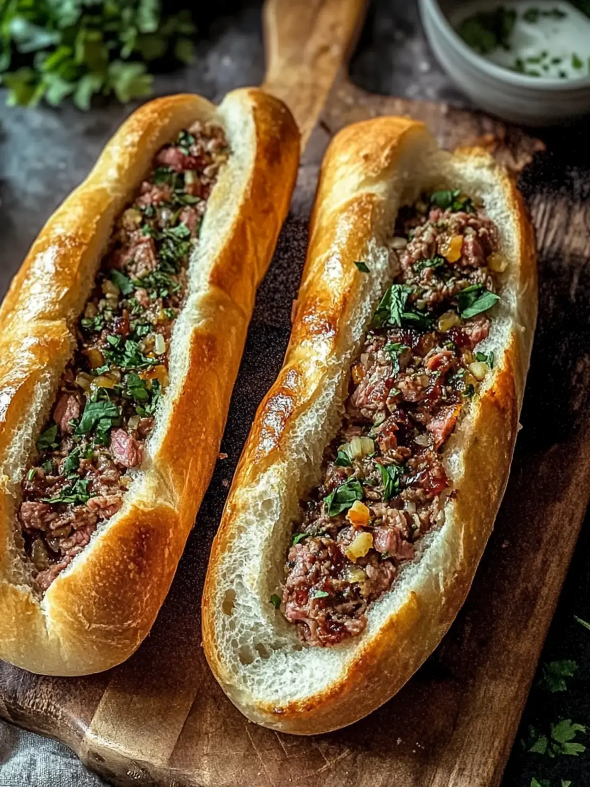 Überbackene Hackfleisch-Baguettes für Herzhaft-Liebhaber – Einfach und Lecker 2 Überbackene Hackfleisch-Baguettes