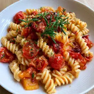 Burst Tomato Pasta mit gerösteten Paprika und geräucherter Paprika