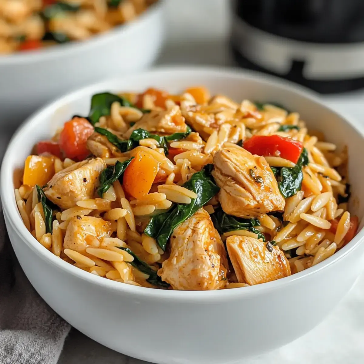 Cajun-Hühnchen-Orzo mit Spinat