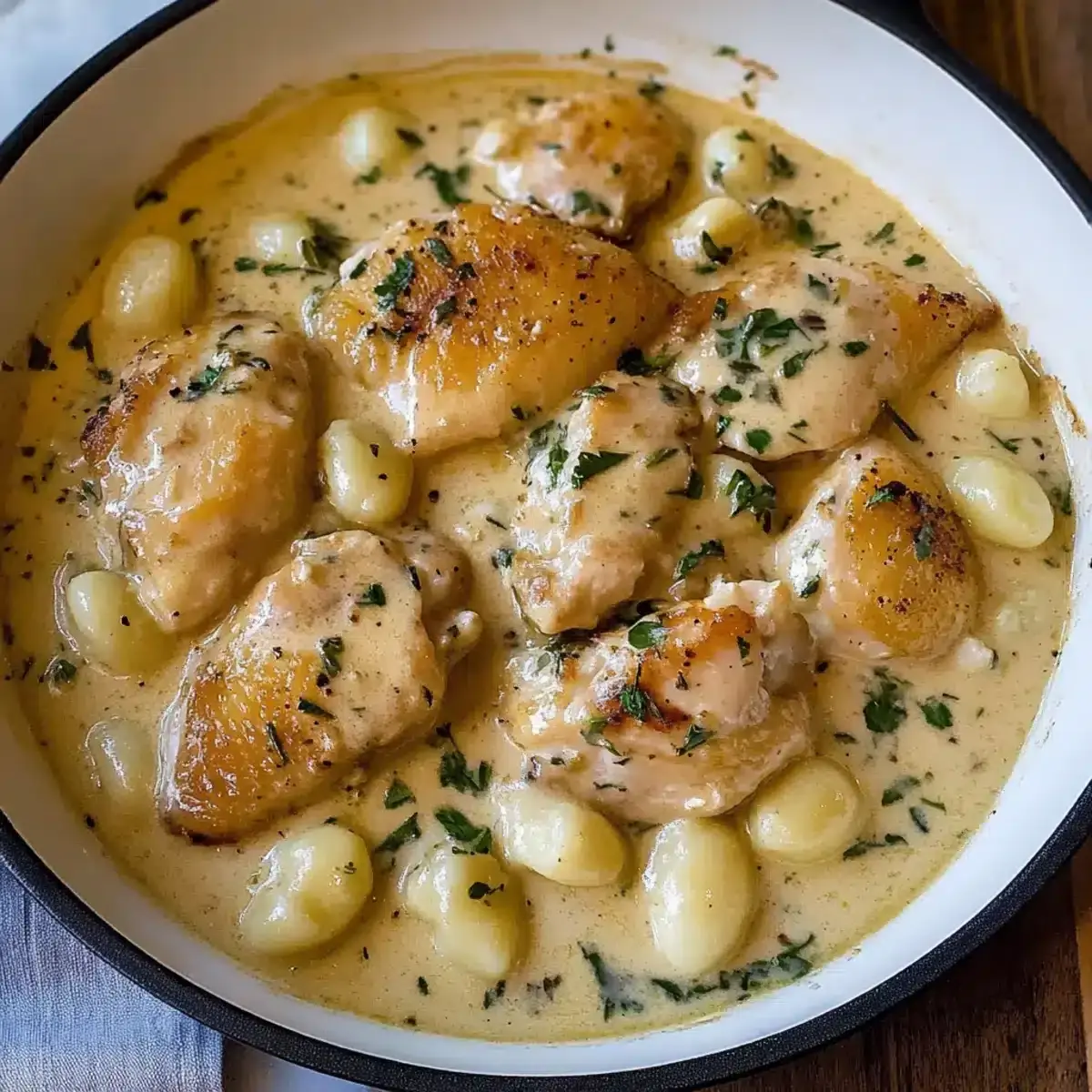 Cremige Knoblauch-Hähnchen-Gnocchi