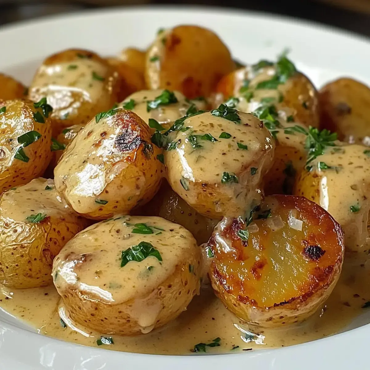 Cremige Knoblauchsoße Babykartoffeln: Ein einfaches, köstliches Rezept 2 Cremige Knoblauchsoße Babykartoffeln