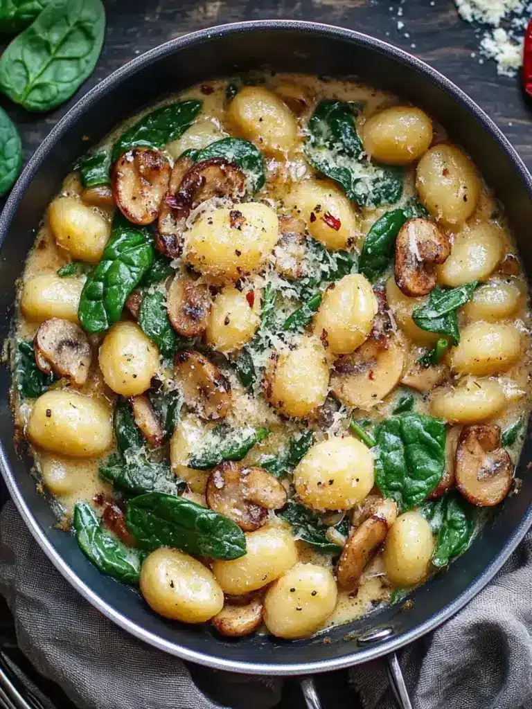 Cremige Spinat Pilz Gnocchi