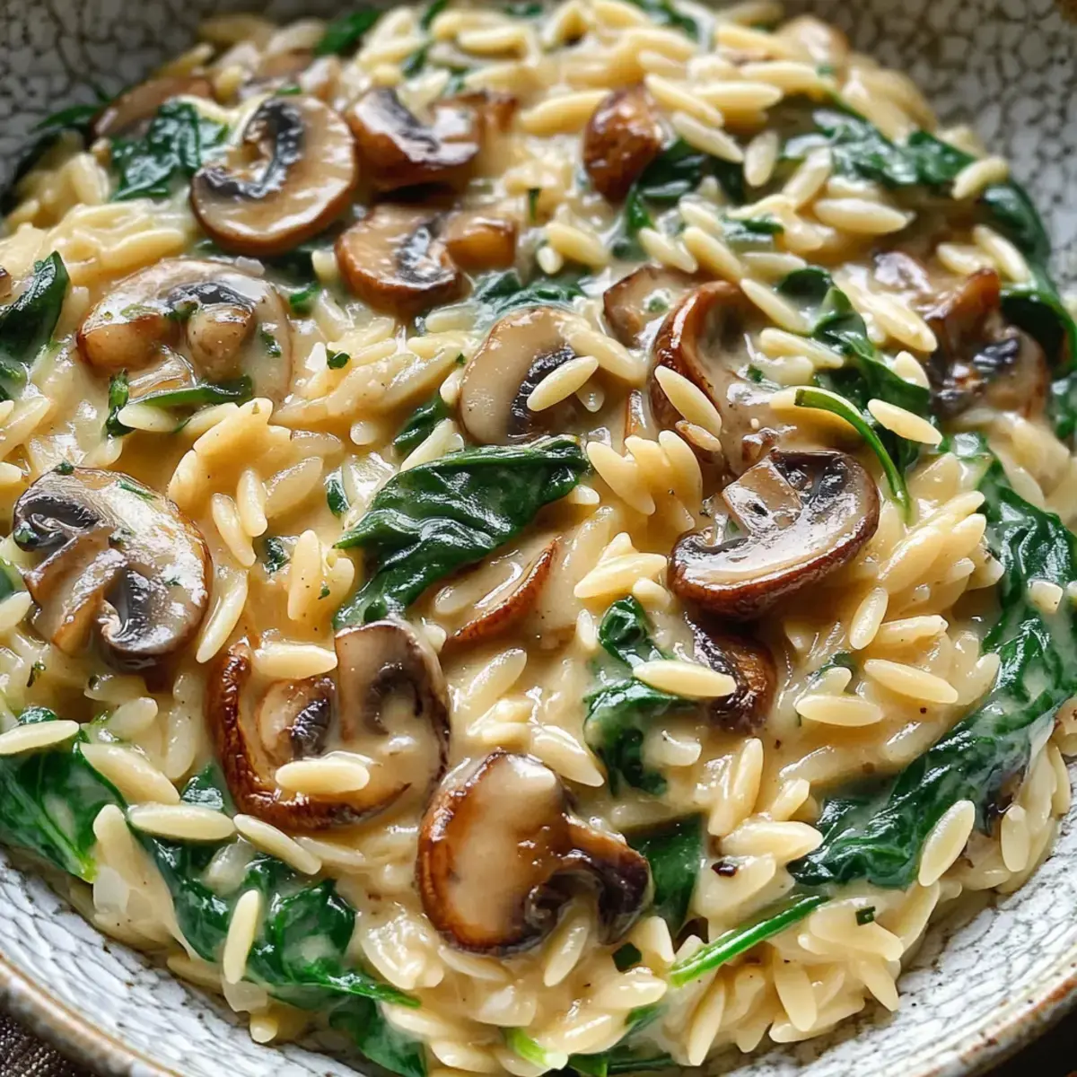 Cremiges Spinat Pilz Orzorotto