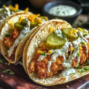 Dillgurken Ranch Smash Hühnchen Tacos