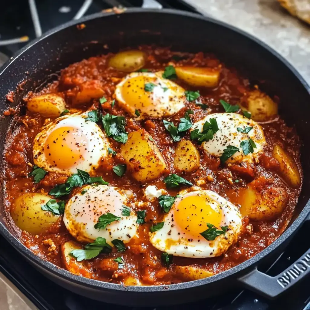 Eintopf würzige Eier und Kartoffeln
