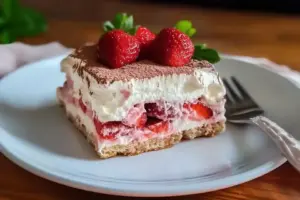 Erdbeer-Tiramisu ohne Ei und Alkohol