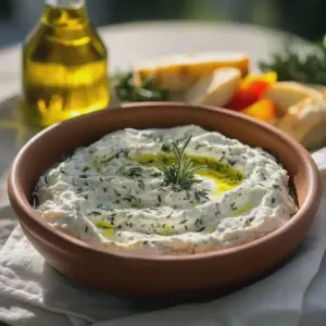 Cremiger Feta Dip mit Knoblauch und Joghurt