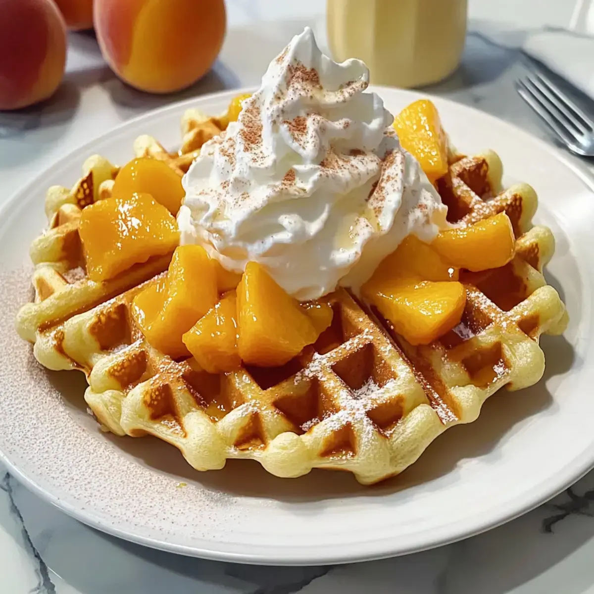 Flaumige Pfirsichwaffeln