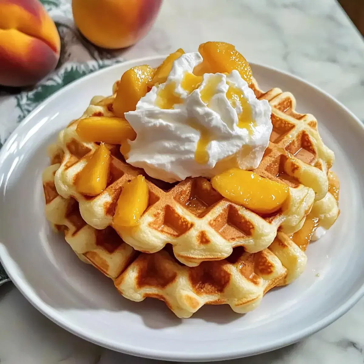 Flaumige Pfirsichwaffeln