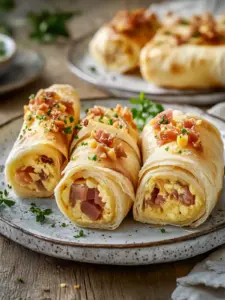 Frühstücksrollen mit Rührei und Speck