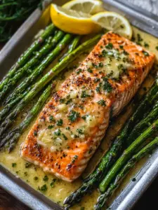 Baked Salmon und Spargel mit Knoblauch-Zitronen-Butterzauber