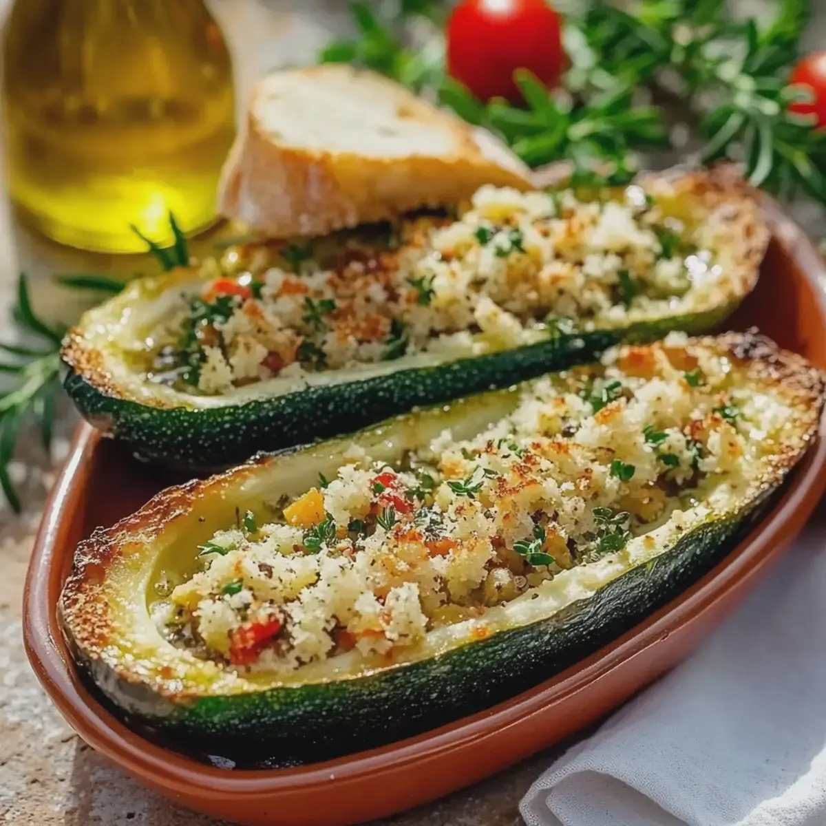 Gefüllte Zucchini mit Couscous und Feta