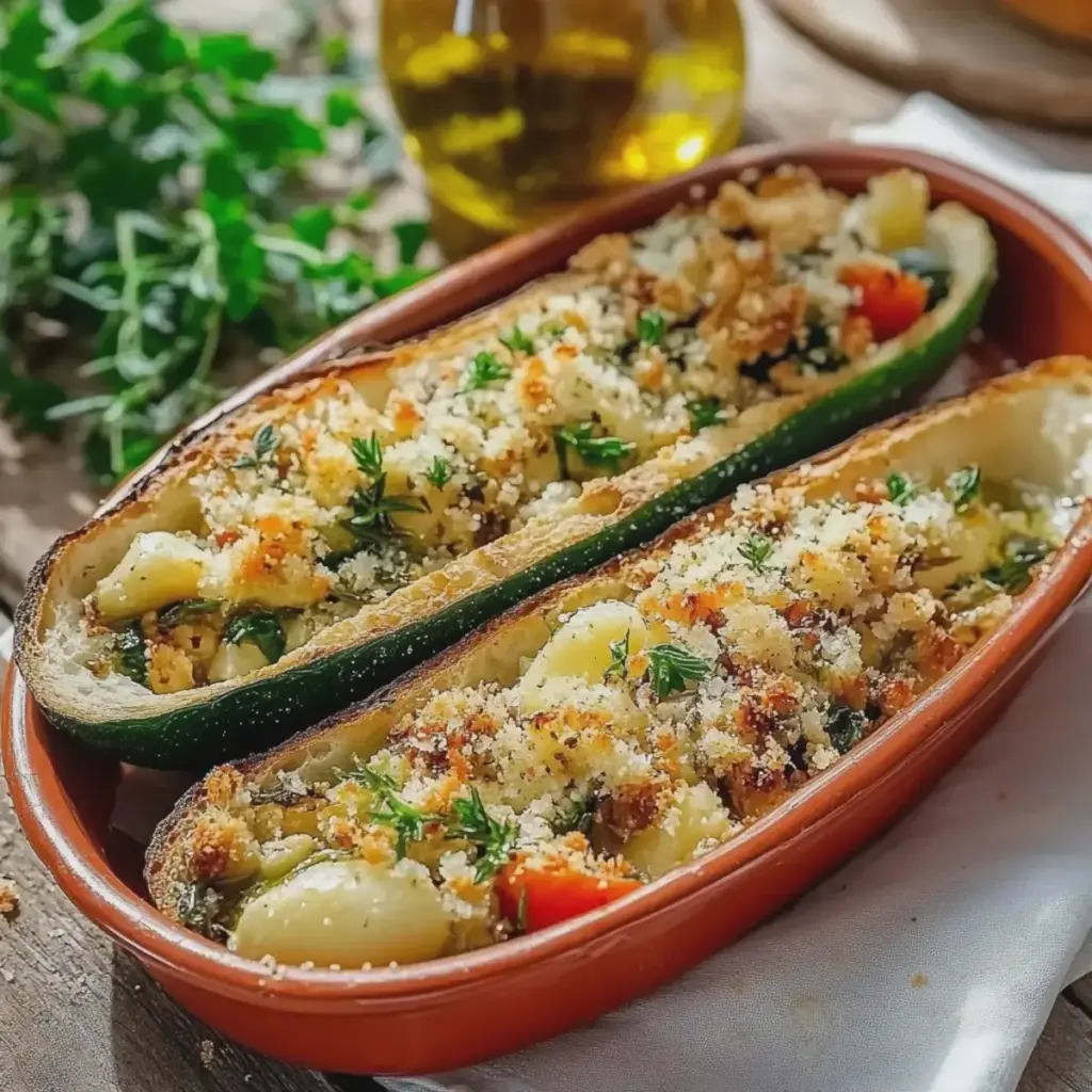 Gefüllte Zucchini mit Couscous und Feta