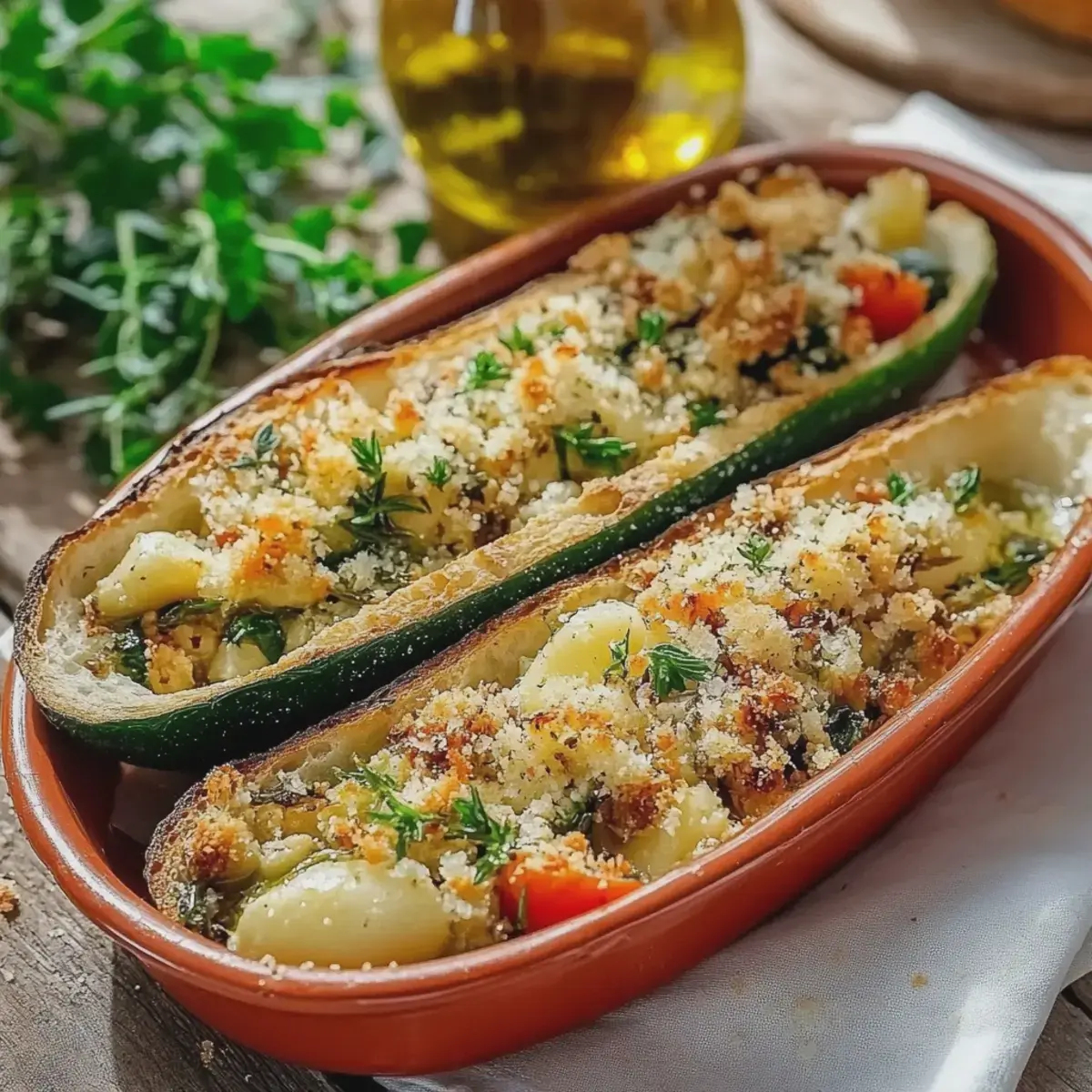 Gefüllte Zucchini mit Couscous und Feta