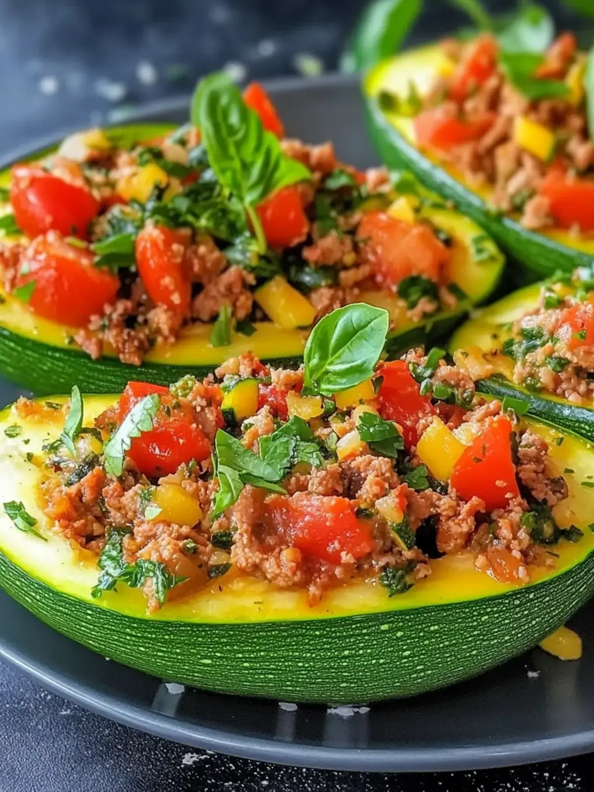 Einfach gefüllte Zucchini mit Hackfleisch und Tomaten – köstlich! 2 Gefüllte Zucchini mit Hackfleisch