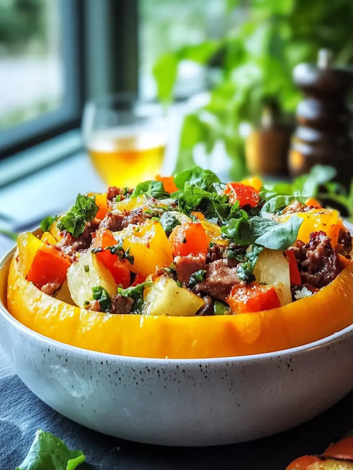 Gefüllter Kürbis mit Fleisch