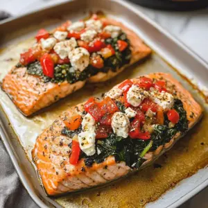 Gefüllter Lachs mit Spinat und Feta