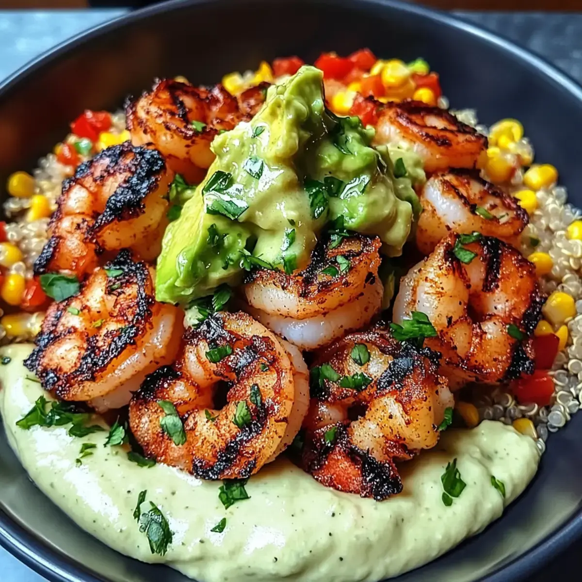 Gegrillte Garnelen-Schüssel
