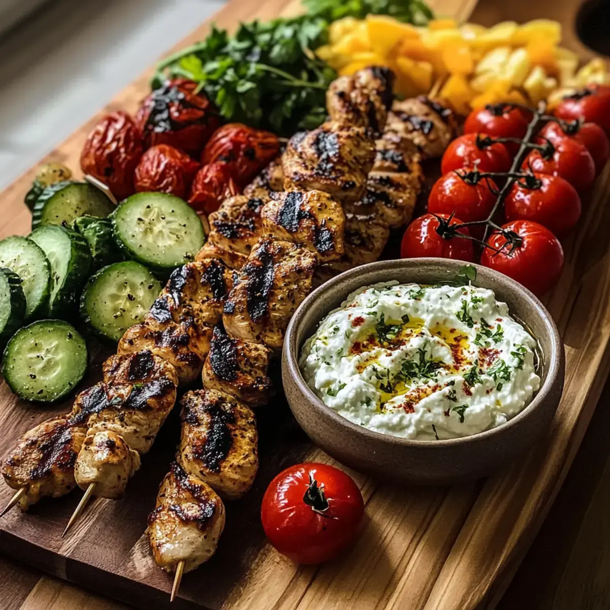 Griechisches Hähnchen-Souvlaki-Scharrbrett