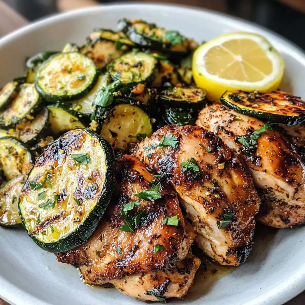 Grillhähnchen mit Zitronen-Zucchini-Sauté