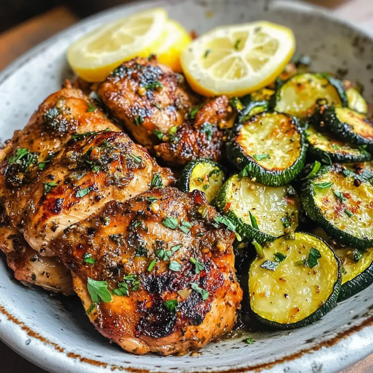 Grillhähnchen mit Zitronen-Zucchini-Sauté