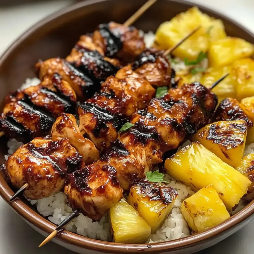 Hawaiianische Hähnchen BBQ Spieße