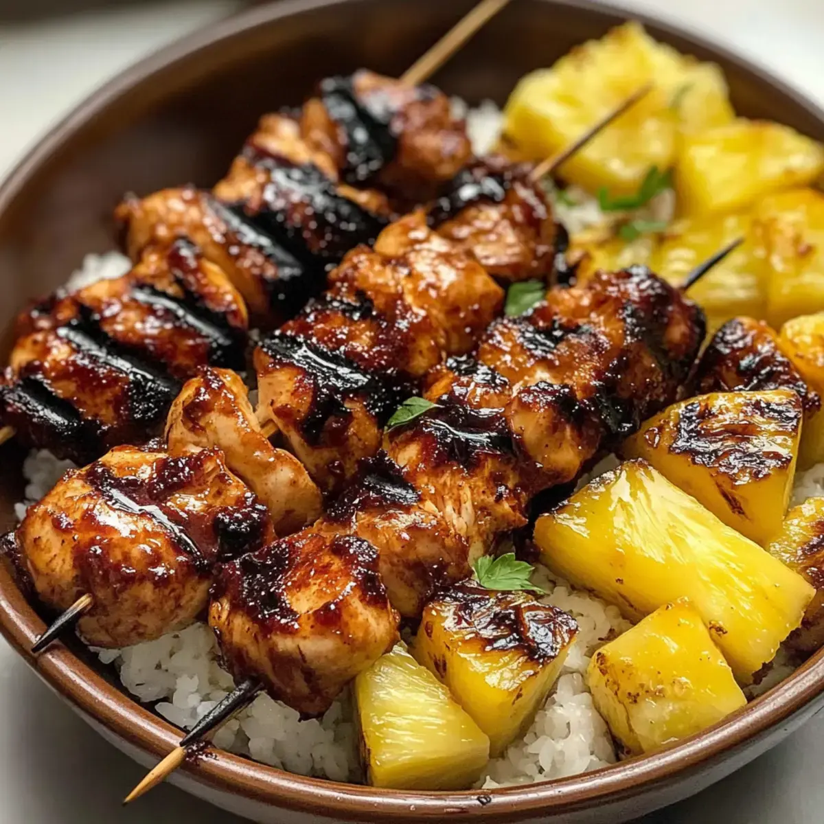 Hawaiianische Hähnchen BBQ Spieße