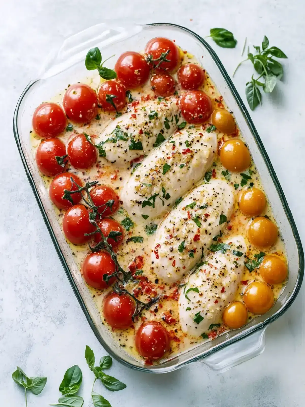 Hähnchenbrust überbacken mit getrockneten Tomaten