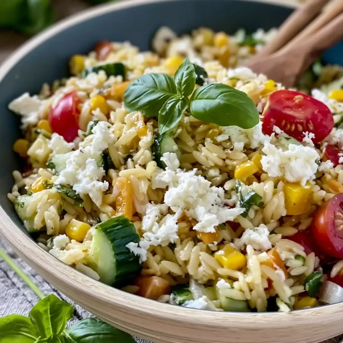Kritharaki Salat mit Schafskäse