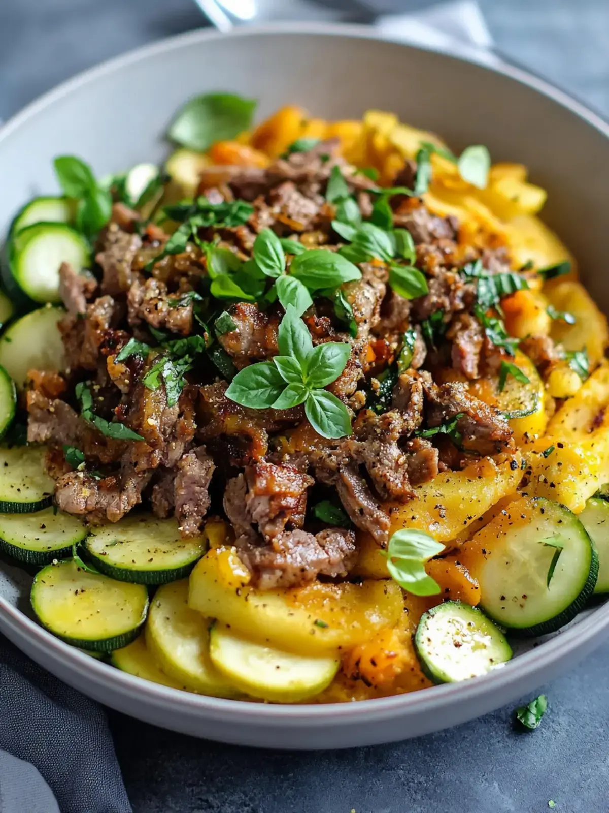 Blitzschnelle Low Carb Süßkartoffel Hackfleisch Zucchini Schüssel 2 Low Carb Süßkartoffel Hackfleisch Schüssel