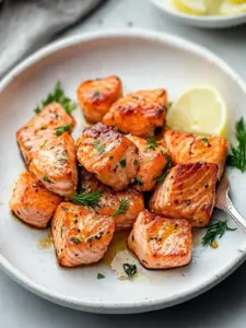 Luftfritteusen-Lachsstücke mit Zitronen-Knoblauch-Butter