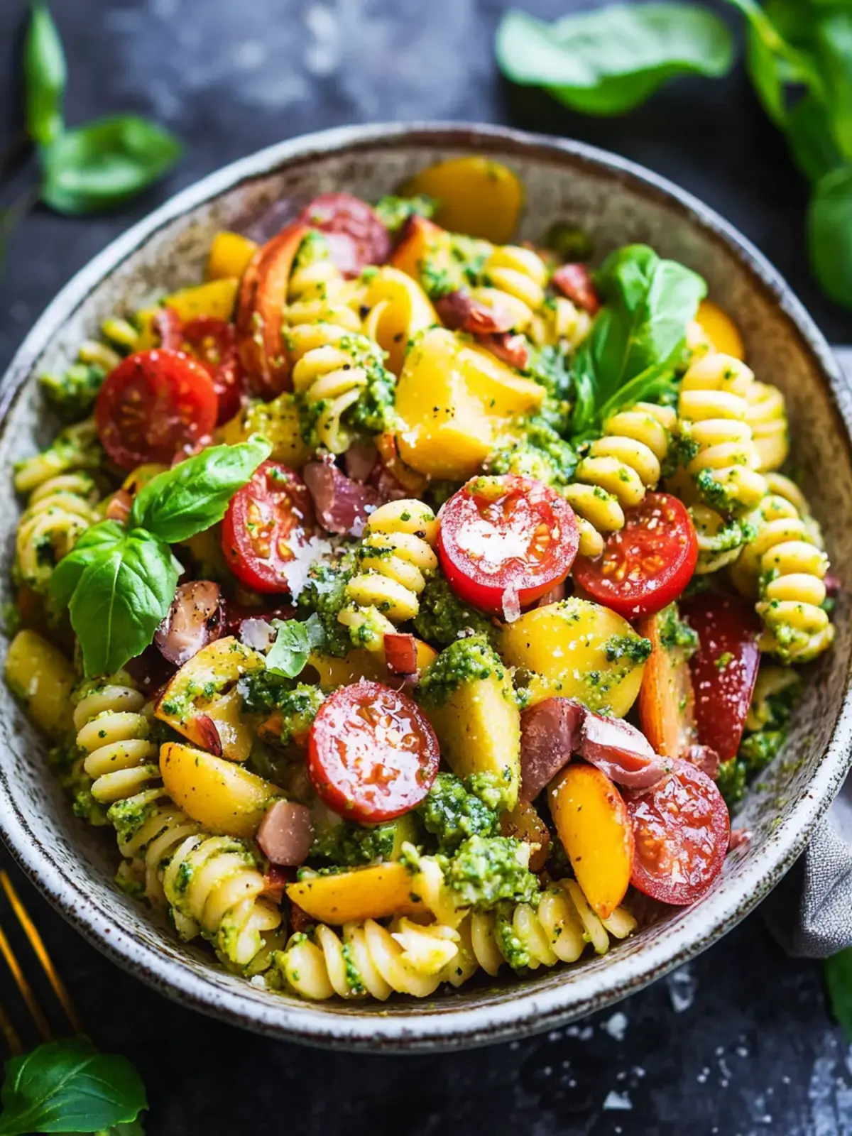 Einfache Mais-Pasta-Salat mit Speck und cremigem Dressing 2 Mais-Pasta-Salat
