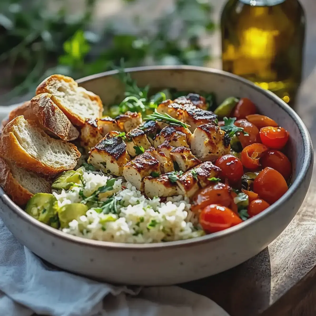 Mediterrane Hähnchen-Bowl gesund und schnell zubereitet 2 Mediterrane Hähnchen Bowl