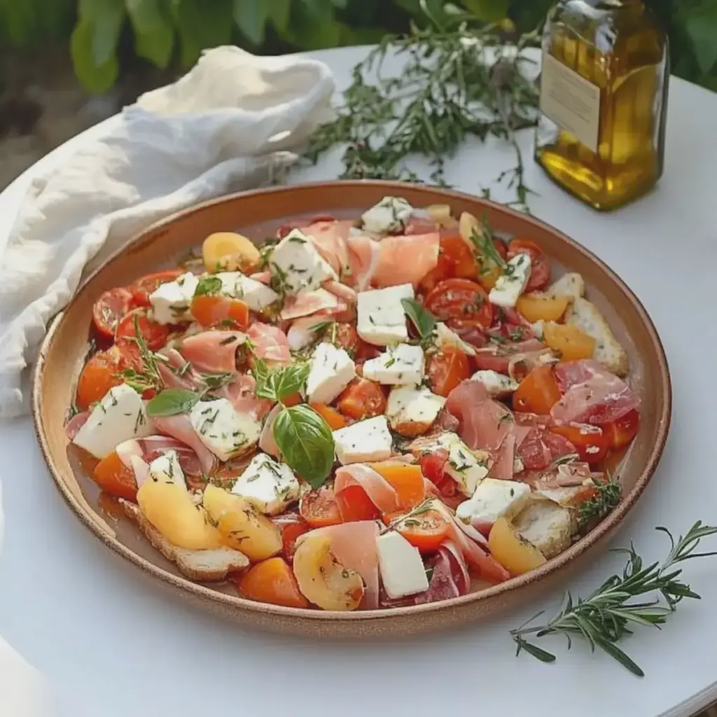 Melonensalat mit Schinken und Tomaten