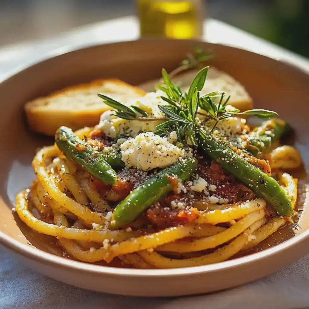 Pasta mit grünem Spargel Feta