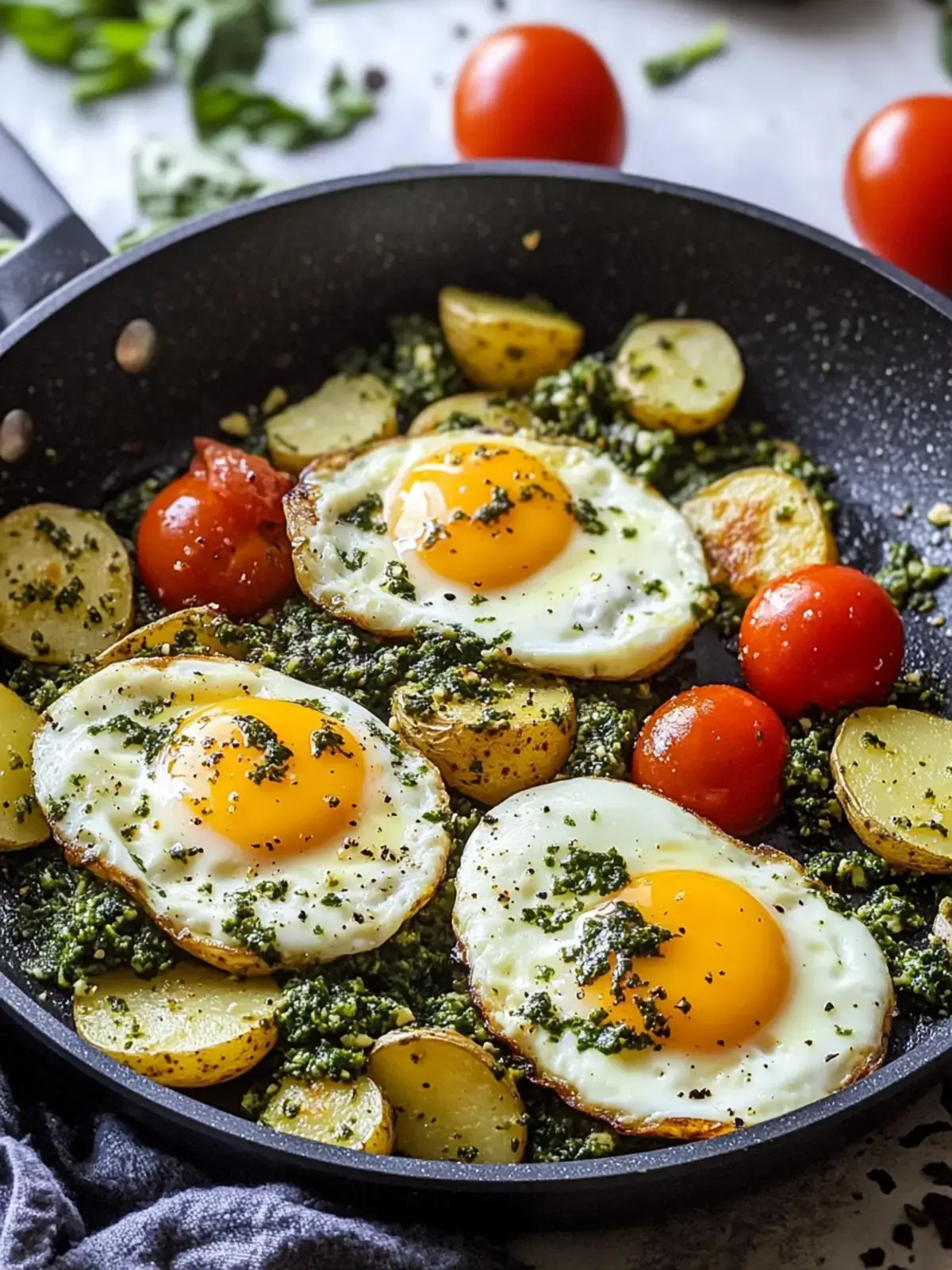 Pesto Eier Kartoffel Pfanne