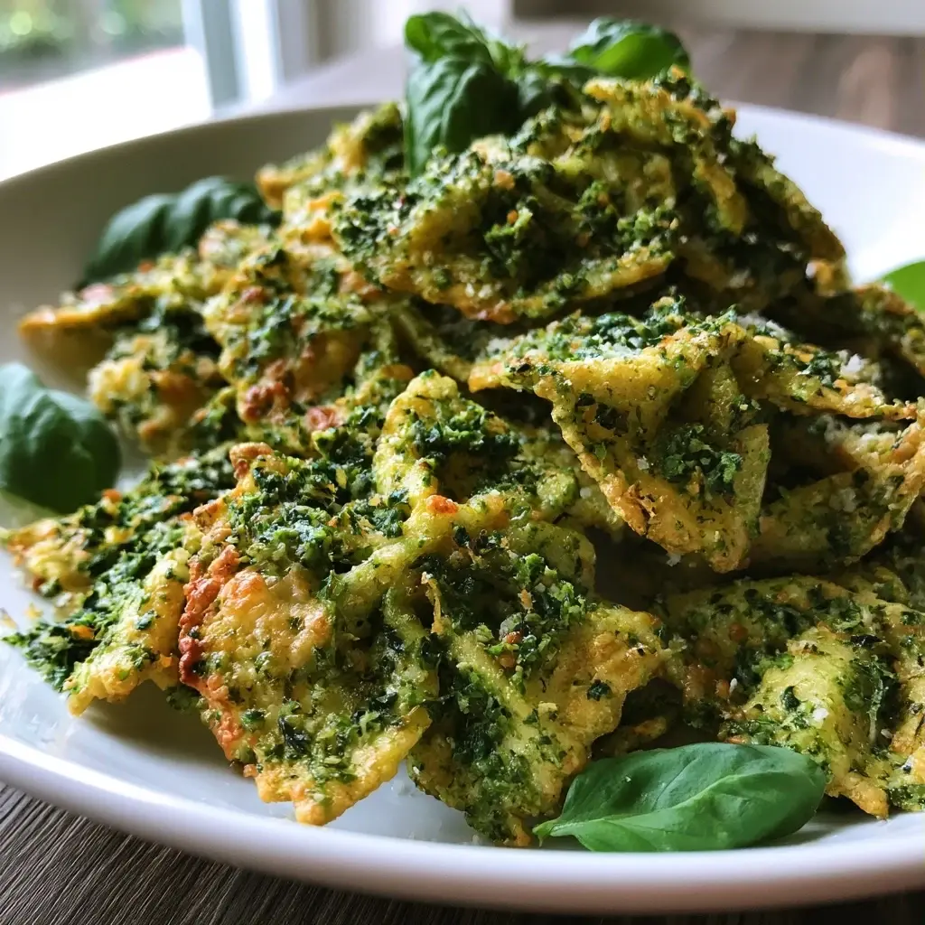 Pesto Parmesan Pasta Chips