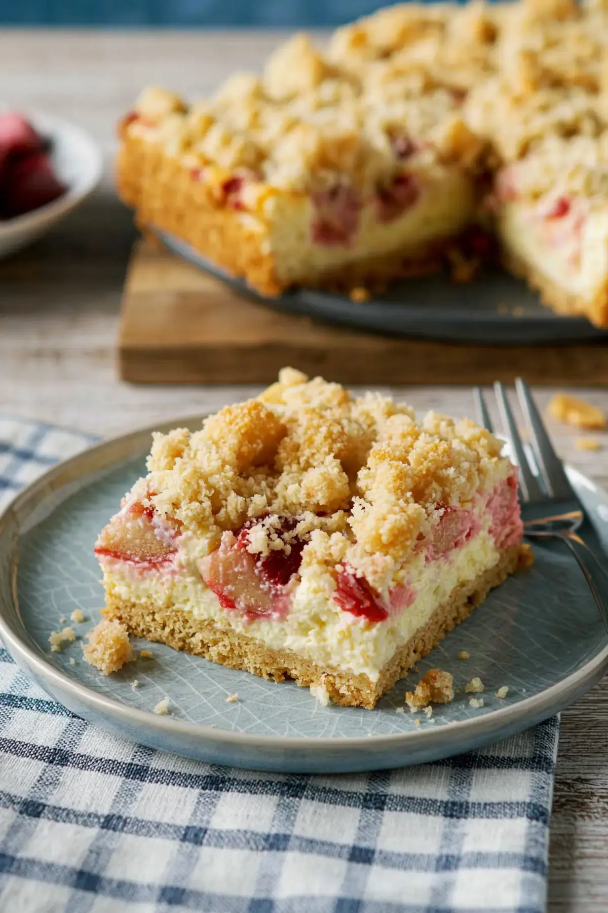 Rhabarber Quarkkuchen mit knusprigen Butterstreuseln - Noras Kreationen 2 Rhabarber Quarkkuchen mit Streuseln