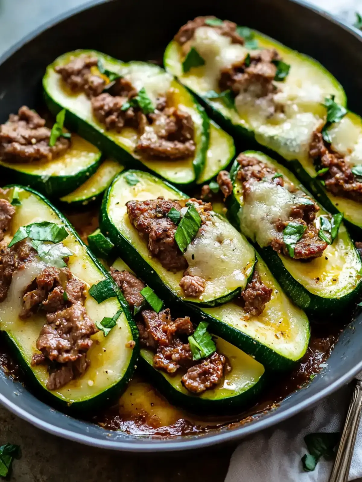 Rinderhackfleisch Zucchini Boote