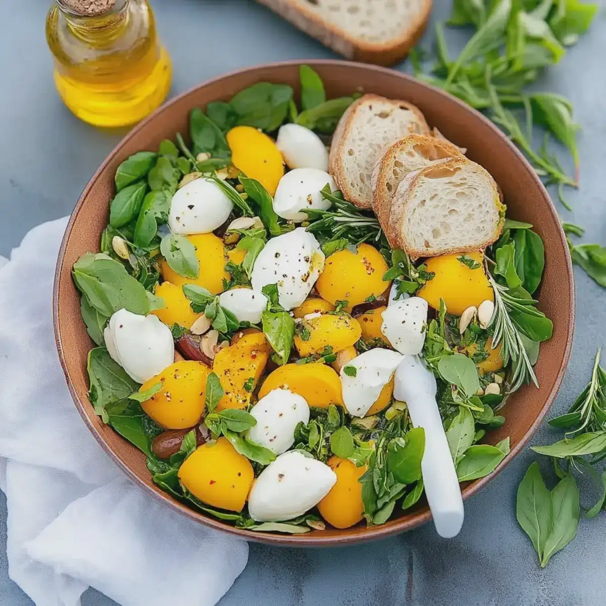 Rucola Mango Salat mit Pinienkernen für den Sommer 2 Rucola Mango Salat