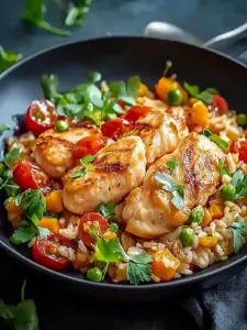 Schnelle Hähnchen-Reis-Pfanne