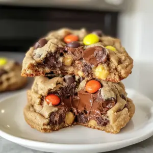 Schokoladenkekse gefüllt mit Erdnussbutter & Nutella