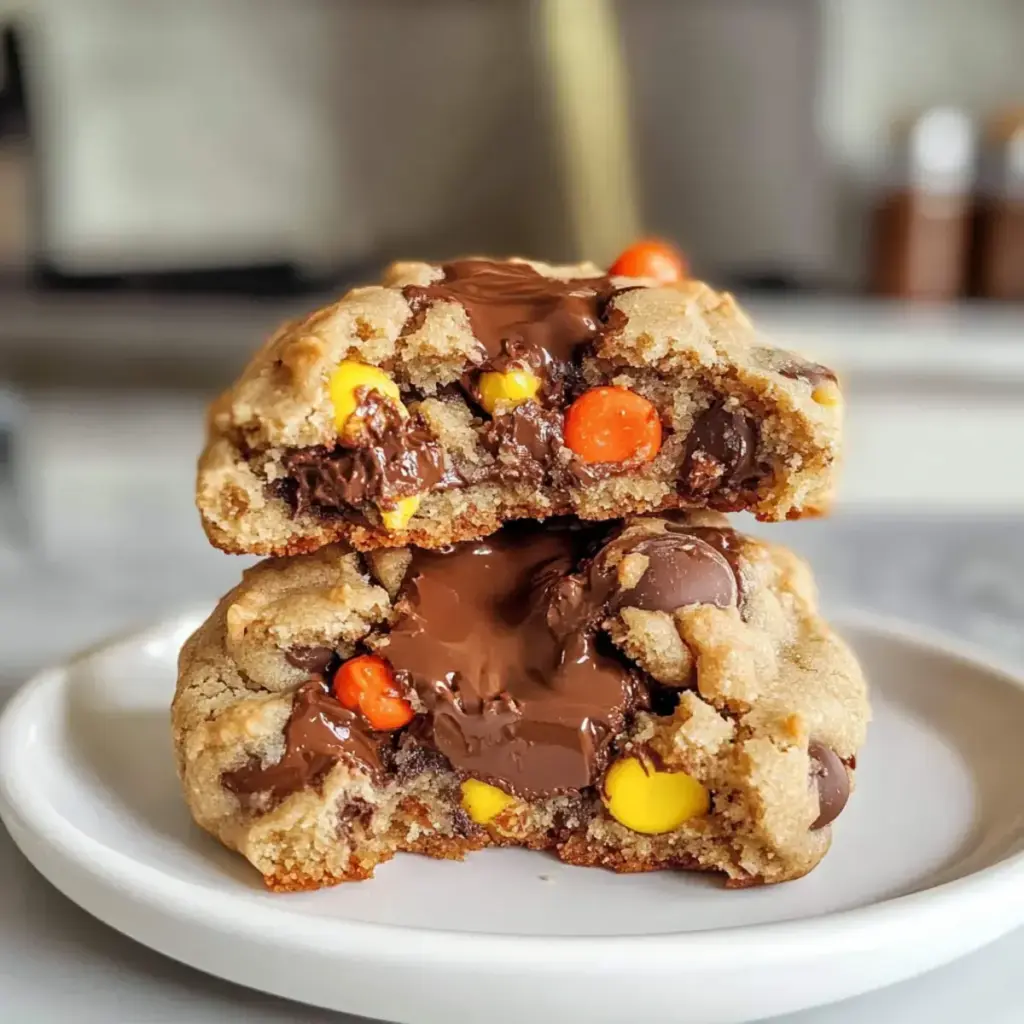 Schokoladenkekse gefüllt mit Erdnussbutter & Nutella