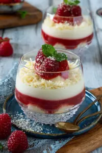 Spaghettieis Dessert im Glas