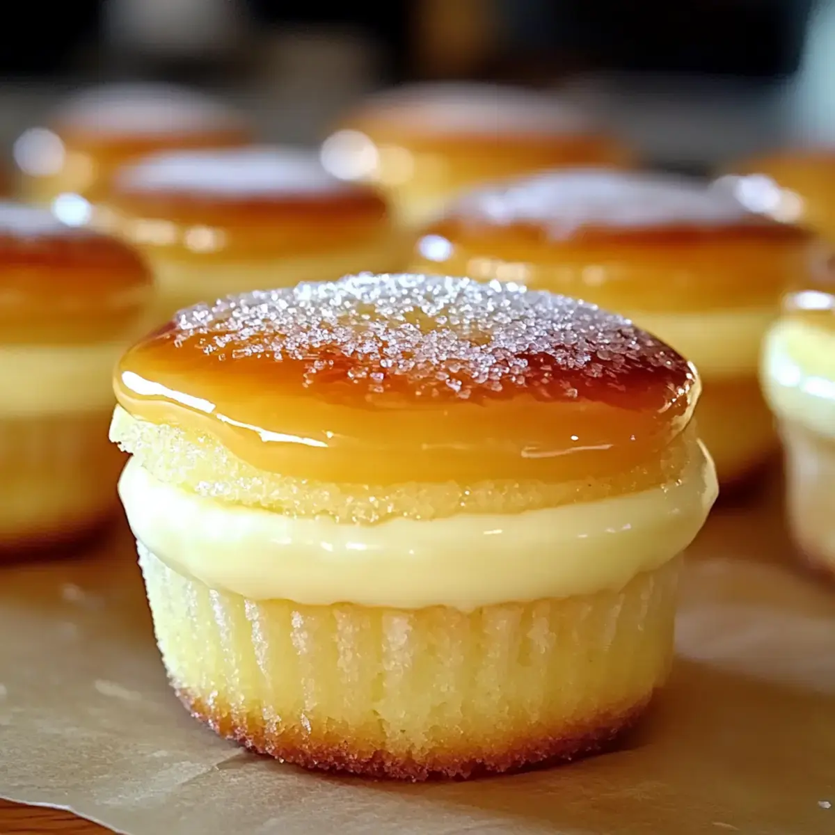 Vanillebohnen-Crème-Brûlée-Käsekuchen-Cupcakes