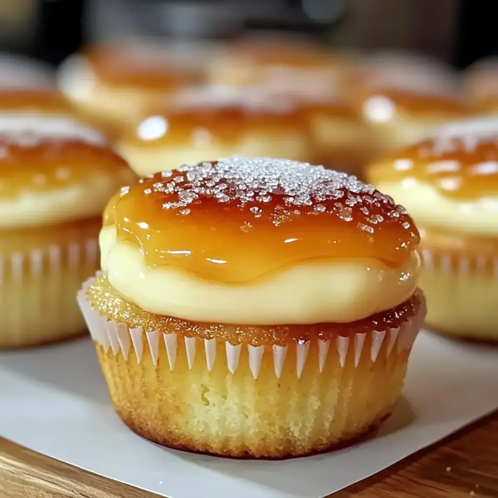 Vanillebohnen-Crème-Brûlée-Käsekuchen-Cupcakes