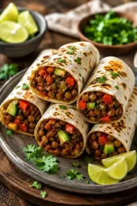 Vegetarische Burritos mit Linsen und Walnüssen
