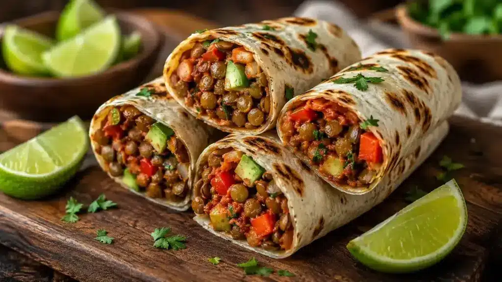 Vegetarische Burritos mit Linsen und Walnüssen