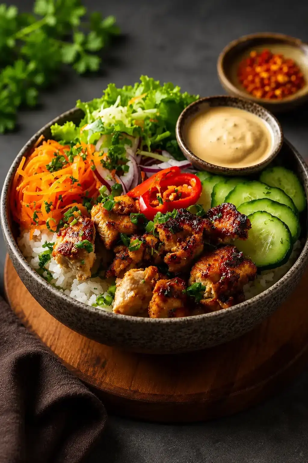 Würzige Hähnchen Bowl mit cremiger Soße – Einfach & Lecker 2 Würzige Hähnchen Bowl