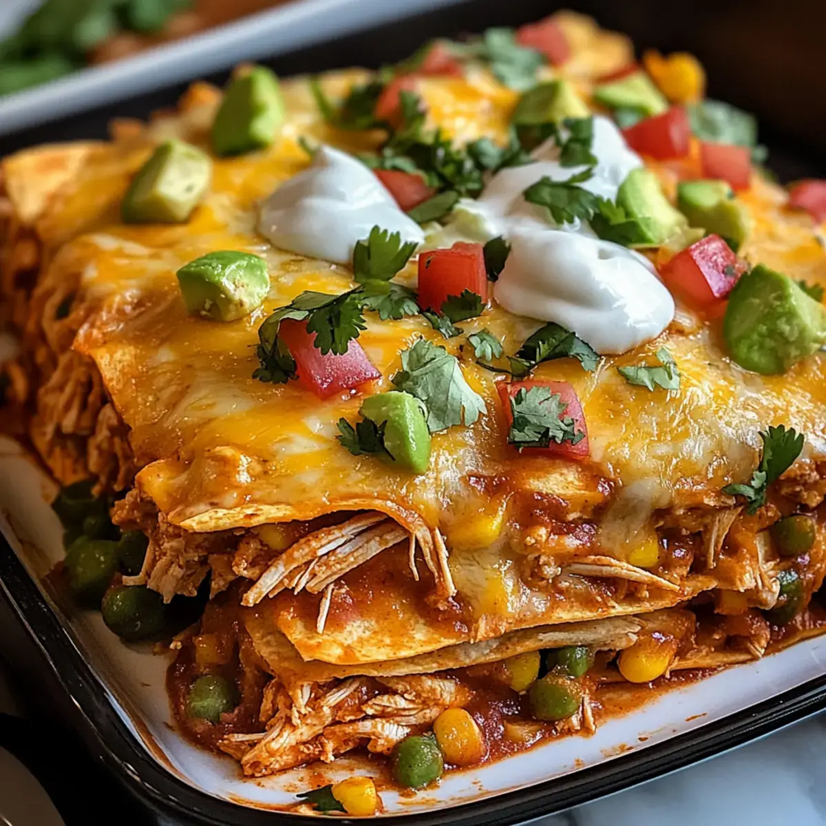Zerrissenes Hühnchen-Enchilada-Auflauf – Ein köstliches Comfort Food 2 Zerrissener Hühnchen Enchilada Auflauf